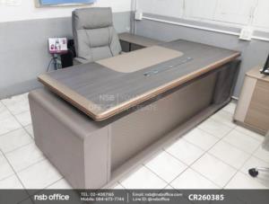 โต๊ะทำงานผู้บริหารตัวแอล เสริมการใช้งานด้วยเก้าอี้ผู้บริหารหุ้มหนังแท้