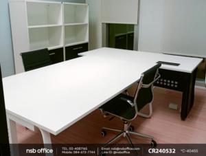 โต๊ะผู้บริหารทรงสี่เหลี่ยมและเก้าอี้สำนักงาน เสริมตู้เก็บเอกสารไม้เมลามีน