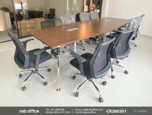 โต๊ะประชุมทรงสี่เหลี่ยมมุมมน ใช้งานคู่กันกับเก้าอี้สำนักงานหลังเน็ต