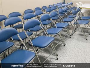 เก้าอี้พับที่นั่งหุ้มเบาะหนัง ขาเหล็กชุบโครเมี่ยม