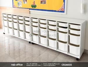 ชั้นเก็บอุปกรณ์การเรียน พร้อมถาดเก็บของล้อเลื่อน