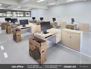 โต๊ะคอมพิวเตอร์ 2 ลิ้นชักพร้อมรางคีย์บอร์ดเสริมด้วยตู้เอกสาร 2 บานเปิด