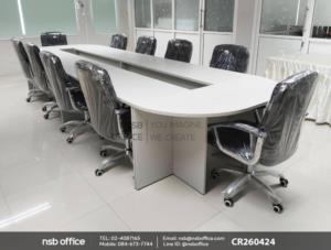 โต๊ะประชุมหัวโค้งขาไม้ ใช้งานคู่กันกับเก้าอี้ผู้บริหาร
