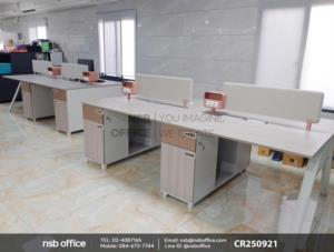 โต๊ะทำงานกลุ่ม ขนาด 2 และ 4 ที่นั่ง พร้อมมินิสกรีนและตู้เก็บของ