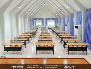 โต๊ะประชุมพับเก็บได้ล้อเลื่อน ใช้งานคู่กับเก้าอี้อเนกประสงค์เฟรมโพลี่