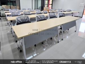 โต๊ะประชุมพับได้ล้อเลื่อนใช้งานคู่กันกับเก้าอี้อเนกประสงค์หลังเน็ต