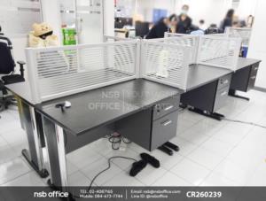 โต๊ะทำงาน 2 ลิ้นชัก ขาเหล็กตัวแอล เสริมด้วยมินิสกรีนกระจกขัดลายล้วน