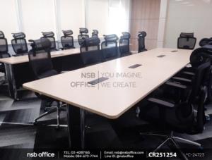 โต๊ะประชุมทรงสี่เหลี่ยมเสริมการใช้งานด้วยเก้าอี้ผู้บริหารหลังเน็ต