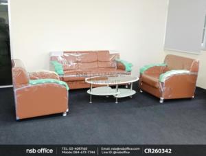 โซฟารับแขกขาเหล็กชุบโครเมี่ยม เสริมการใช้งานด้วยโต๊ะกลางโซฟาท็อปกระจก