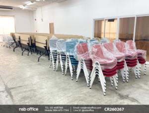 โต๊ะประชุมพับเก็บได้ล้อเลื่อนใช้งานคู่กันกับเก้าอี้อเนกประสงค์