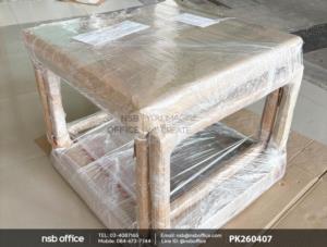 ตัวอย่างการแพ๊คกิ้ง โต๊ะกลางเมลามีน ขาเหล็กชุบโครเมี่ยม