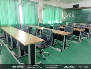 โต๊ะคอมพิวเตอร์ใช้งานคู่กันกับเก้าอี้สำนักงานหุ้มหนังเทียม