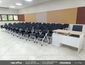 เก้าอี้เลคเชอร์หลังเน็ต ขาเหล็กพ่นสีขาว