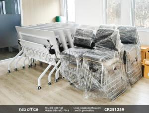 โต๊ะประชุมพับเก็บได้ล้อเลื่อนและเก้าอี้รับแขกขาตัวยู 