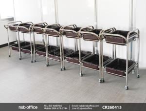 รถเข็นกระบะเก็บจาน 2 ชั้น ล้อล็อกได้