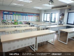 โต๊ะทำงานขาเหล็ก รุ่น Aaron II (อาร์รอน 2) 80,100,120,135,150 cm บังตาเหล็ก ขาเหล็กสีขาว