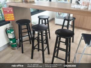 เก้าอี้บาร์สูงที่นั่งกลม โครงสร้างไม้ยางพารา