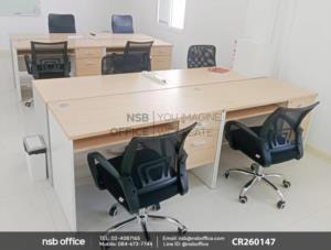 โต๊ะคอมพิวเตอร์ 2 ลิ้นชัก พร้อมรางคีย์บอร์ด และเก้าอี้สำนักงานหลังเน็ต