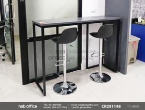 โต๊ะบาร์หน้าเมลามีนเสริมการใช้งานด้วยเก้าอี้บาร์สูงเปลือกโพลี่เสริมเบาะหนังเทียม