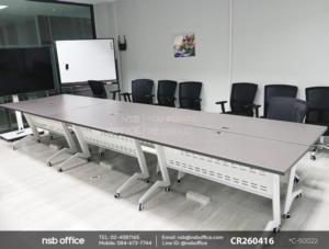 โต๊ะประชุมพับเก็บได้ล้อเลื่อนเสริมการใช้งานด้วยเก้าอี้สำนักงานหลังเน็ต