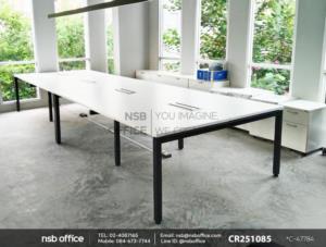 โต๊ะประชุมทรงสี่เหลี่ยมยาวเสริมการใช้งานด้วยรางไฟอลูมิเนียม