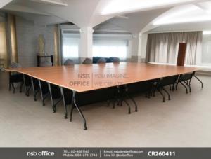  โต๊ะประชุมพับเก็บได้ล้อเลื่อนโครงขาเหล็กสีดำ บังตาเหล็ก ล้อล็อกได้