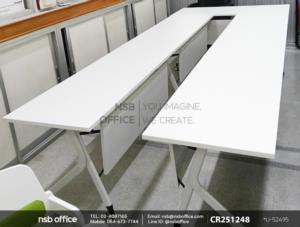 โต๊ะประชุมพับเก็บได้ล้อเลื่อนและเก้าอี้อเนกประสงค์เฟรมโพลี่สีสัน