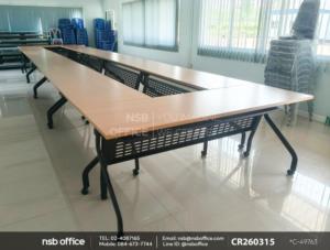 โต๊ะประชุมพับเก็บได้ล้อเลื่อน บังตาเหล็ก ที่วางของใต้ท็อป ล้อล็อกได้