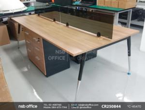 ชุดโต๊ะทำงานกลุ่มพร้อมลิ้นชัก 3 ลิ้นชัก ขาเหล็กปลายเรียว