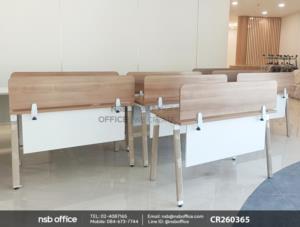 โต๊ะทำงานขาเหล็กเสริมด้วยมินิสกรีนไม้เมลามีน แบบหนีบหน้าโต๊ะ