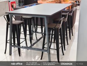 โต๊ะประชุมกลุ่มย่อยบาร์สูง เสริมการใช้งานด้วยเก้าอี้บาร์สูงไม้หน้าเรียบ