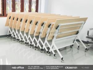 โต๊ะประชุมพับเก็บได้ล้อเลื่อนใช้งานคู่กันกับเก้าอี้รับแขกขาตัวยู