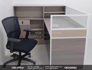 โต๊ะทำงาน 1 ที่นั่ง พร้อมตู้ข้างเสริมการใช้งานด้วยเก้าอี้สำนักงาน