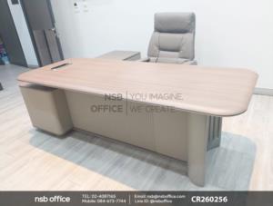 โต๊ะผู้บริหารตัวแอลใช้งานคู่กันกับเก้าอี้ผู้บริหารหุ้มหนังแท้