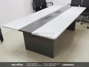 โต๊ะประชุมทรงสี่เหลี่ยมมุมมนสีทูโทนเสริมการใช้งานด้วยเก้าอี้สำนักงาน