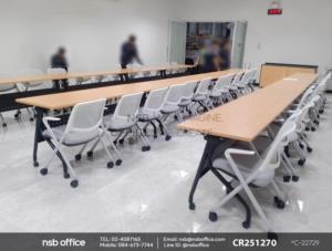 โต๊ะประชุมพับเก็บได้ล้อเลื่อนและเก้าอี้อเนกประสงค์หลังเน็ต