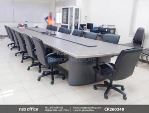 โต๊ะประชุมหัวโค้ง มุมมน มีคาดกลางใช้งานคู่กันกับเก้าอี้สำนักงาน