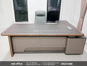 โต๊ะผู้บริหารตัวแอลพร้อมตู้ข้าง เสริมการใช้งานด้วยเก้าอี้ผู้บริหารหุ้มหนังเทียม PU