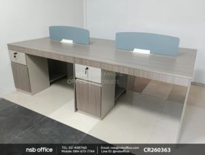 โต๊ะทำงานกลุ่มพร้อมมินิสกรีน ใช้งานคู่กันกับเก้าอี้สำนักงานหลังเน็ต