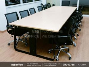 โต๊ะประชุมสี่เหลี่ยม ขาเหล็กทรงแจกันใช้คู่กันกับเก้าอี้สำนักงานผ้าตาข่ายหลังเน็ต 