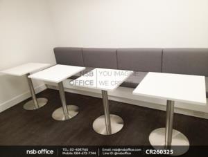 โต๊ะบาร์ ขาจานกลม หน้าสี่เหลี่ยม ขาสแตนเลส