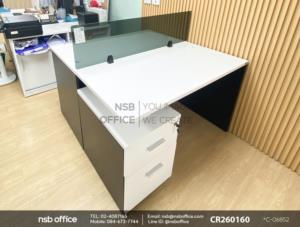 โต๊ะทำงาน 2 ลิ้นชักเสริมการใช้งานด้วย มินิสกรีนกระจกแบบเจาะท็อป