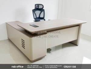 โต๊ะผู้บริหารตัวแอลเสริมการใช้งานด้วยเก้าอี้ผู้บริหารหลังเน็ต