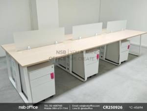 ชุดโต๊ะทำงานกลุ่มขาเหล็กพร้อมมินิสกรีนและตู้ลิ้นชักเหล็กล้อเลื่อนและตู้เก็บเอกสารบานเปิดพร้อมช่องวางของด้านบน