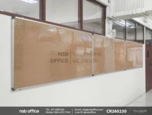 บอร์ดไม้ก็อกติดประกาศ แบบแขวน ขอบอลูมิเนียม (พร้อมงานติดตั้งบนผนัง)