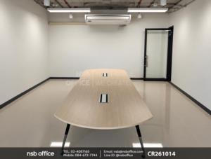 โต๊ะประชุมหัวโค้ง ขาปลายเรียว รุ่น Coryn I (คอลิน 1) ลึก 120 cm. ขากลางมีกล่องนำสายไฟ