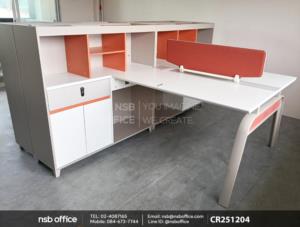 โต๊ะทำงานกลุ่ม 2 ที่นั่งพร้อมมินิสกรีนและตู้เก็บของ