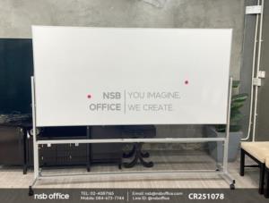 กระดานไวท์บอร์ด Whiteboard ขาตั้งล้อเลื่อน (1 หน้า หมุนได้) มีรางวางแปรง ลูกล้อล็อคได้