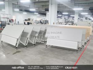 โต๊ะประชุมพับเก็บได้ล้อเลื่อน แผ่นบังตาเหล็ก ล้อล็อกได้