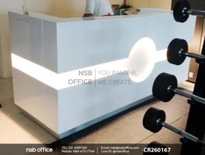 เคาน์เตอร์ต้อนรับไม้ MDF ปิดผิวด้วยไฮกลอส